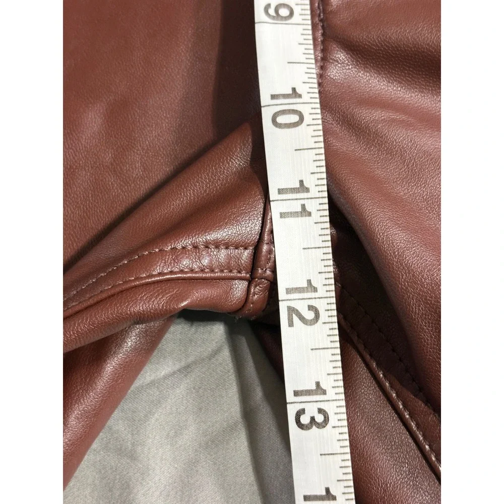 Abercrombie Curve Love 90s Straight Ultra High Rise Vegan Leather Pants Brown 25